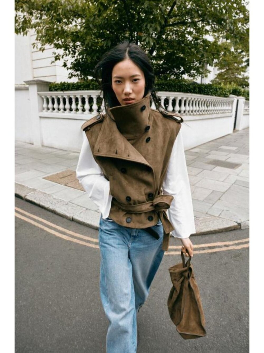 ZARA FAUX SUEDE BELTED VEST 6318/262/505